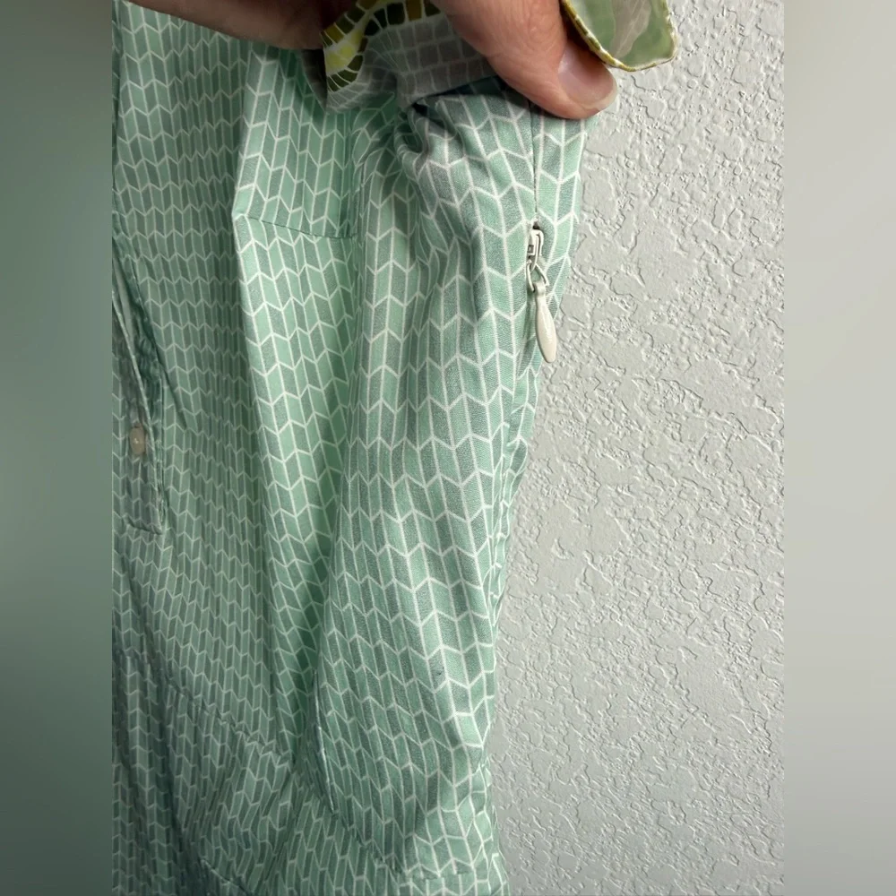 Tory Burch Emmy green pleated cotton stretch shirt dress Sz 4